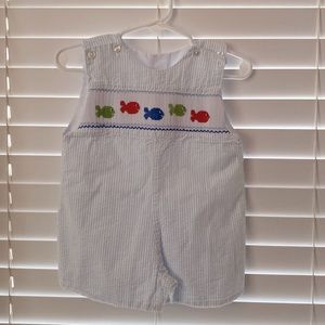 Velani Classics 6M Seersucker Smocked Jon Jon